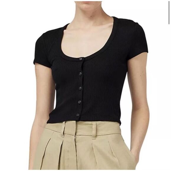 Rag & Bone $125 The Knit Rib Scoop Neck Tee Rib T-Shirt medium - Picture 1 of 5